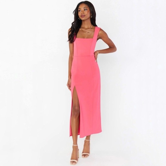 Show Me Your MuMu Dresses & Skirts - Show Me Your MuMu Eden Midi Dress in Flamingo Pink Stretch Size Small Barbiecore